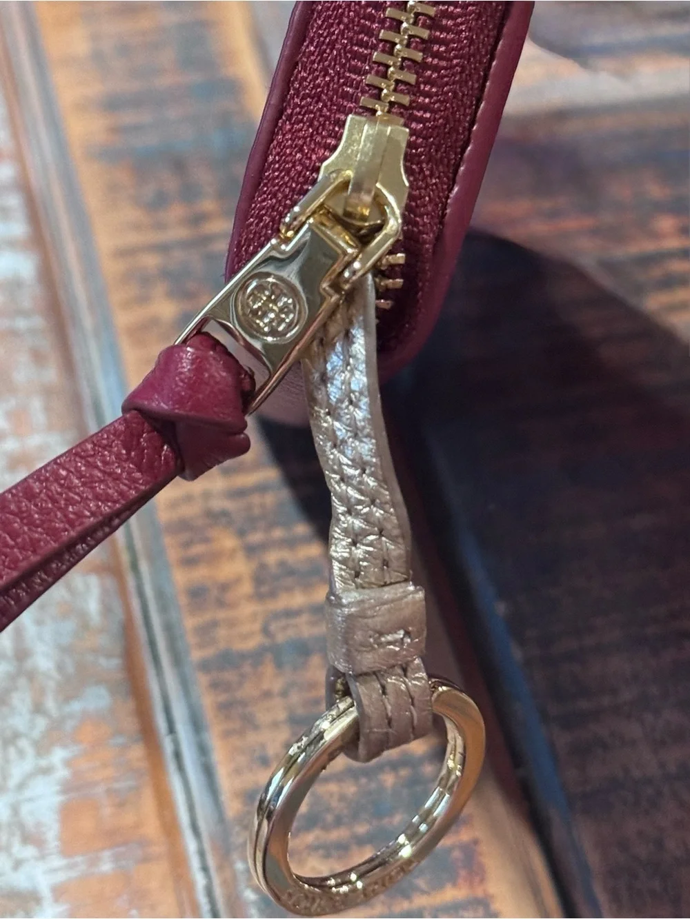 Tory Burch Pebbled Leather Wallet with Keyring